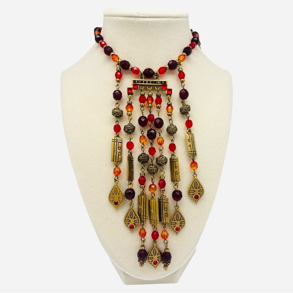 Chico’s Etruscan Waterfall Statement Necklace Wit… - image 1